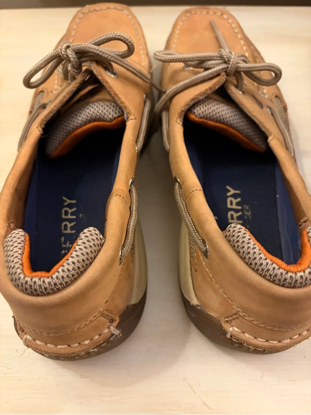 Sperry Tan Leather Moc-Toe Boat Shoes